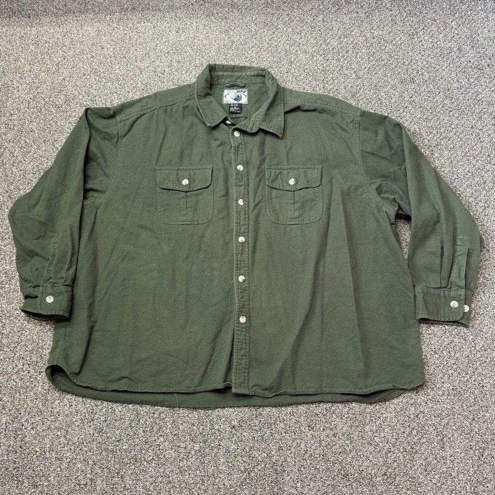 Men's Mack's Prairie Wings Fleece Green Long Sleeve Button Down Shirt Hunt 4XL